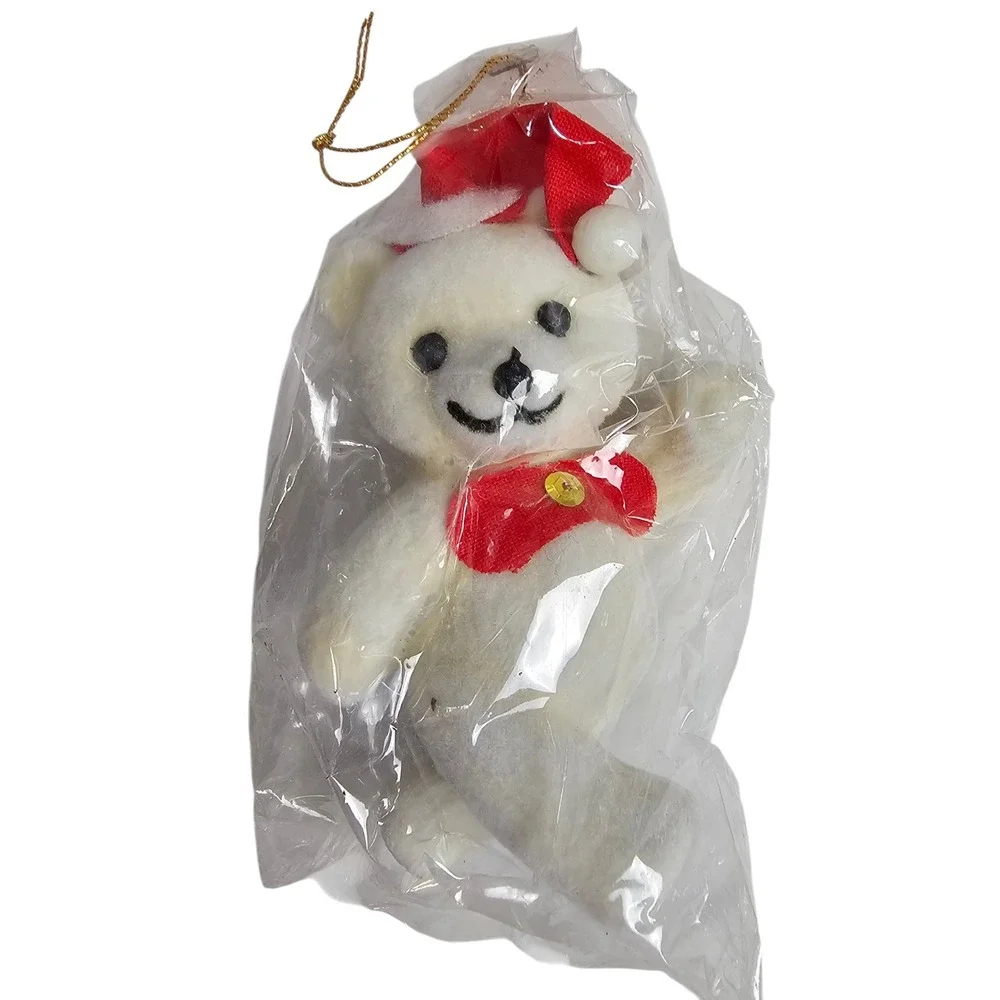 Lot of 15‎ Vtg Style Flocked Teddy Bear Christmas Ornaments Individually Boxed